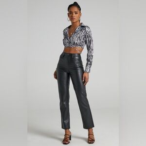 Showpo black leather pants - size 4